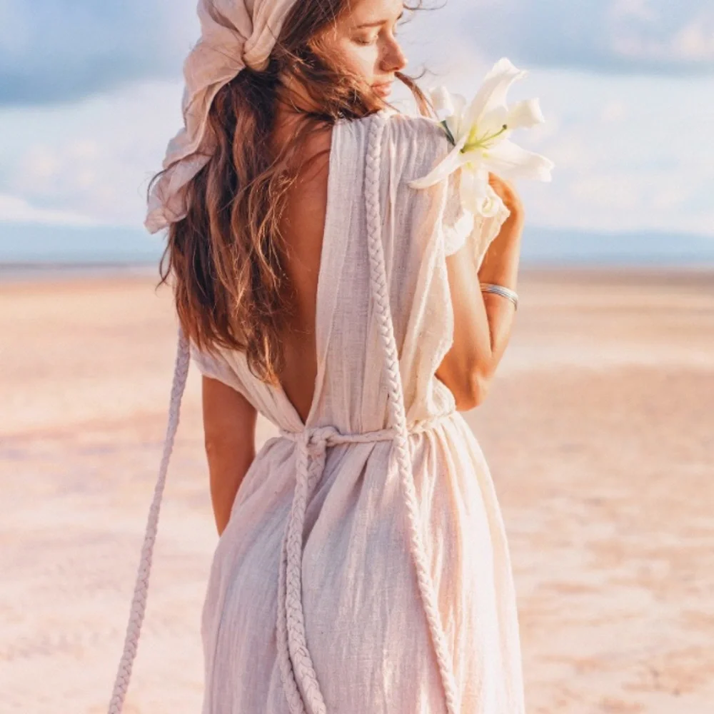 Off White Wedding Dress | Greek Goddess Boho Bridal | Multiway Dress Braided - Picture 8 of 13